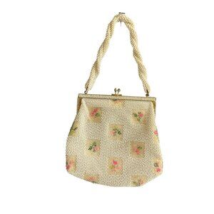 VTG Lumured Petite Bead Embroidered Floral Beaded Handbag Purse Bag Evening